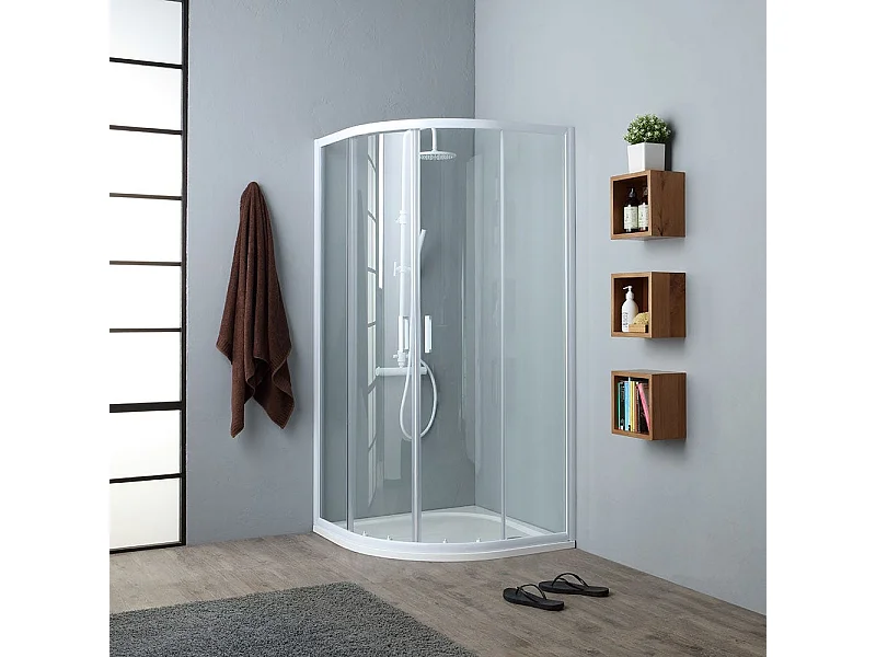 Cabine De Douche Angulaire Avec Profilés Blancs 80X80 Cm | Venere