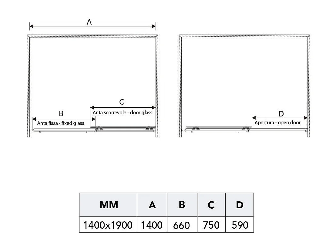 Cabine De Douche Crytal 6 Mm Meure 140X70 Porte Couliante | Dream