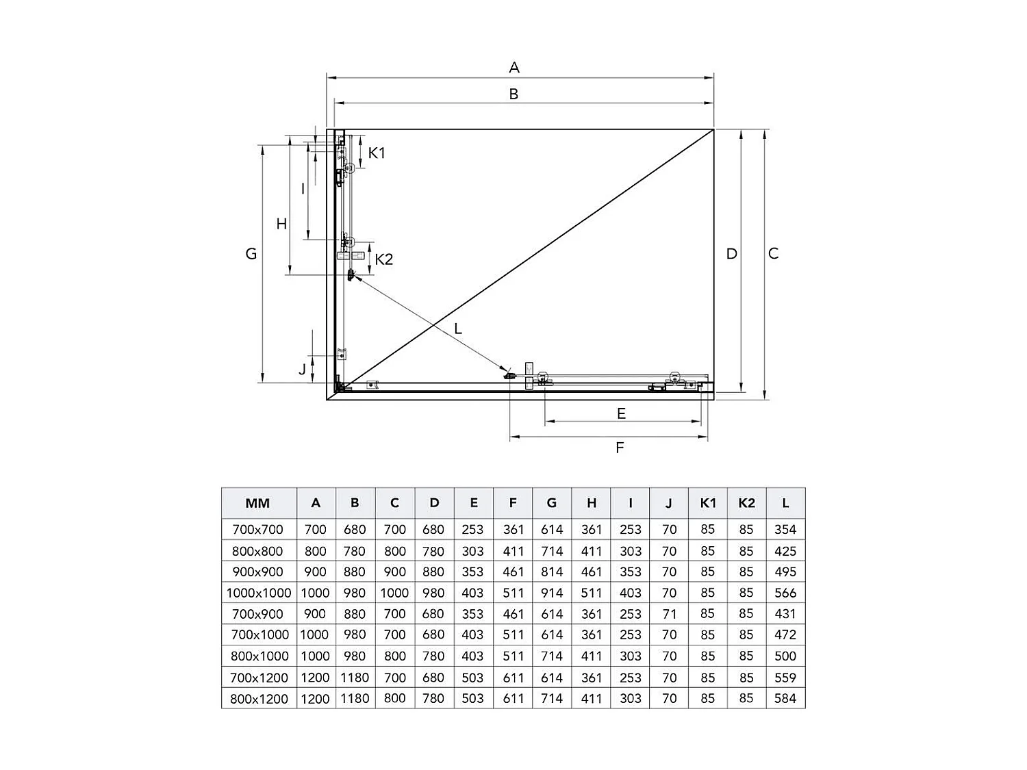 Porte De Douche Rectangulaire 70X120 Verre 6Mm Transparent | Giada