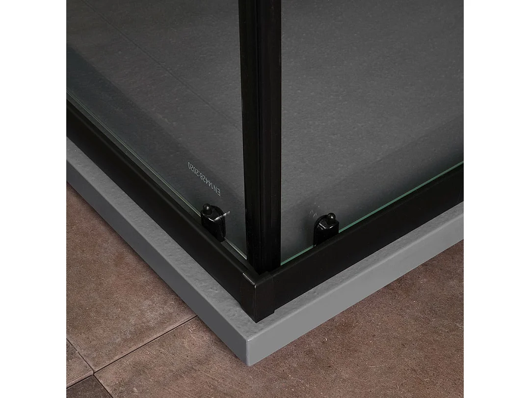 Cabine De Douche 80X120 Cadre Noir Mat Verre Sérigraphié 6Mm | City