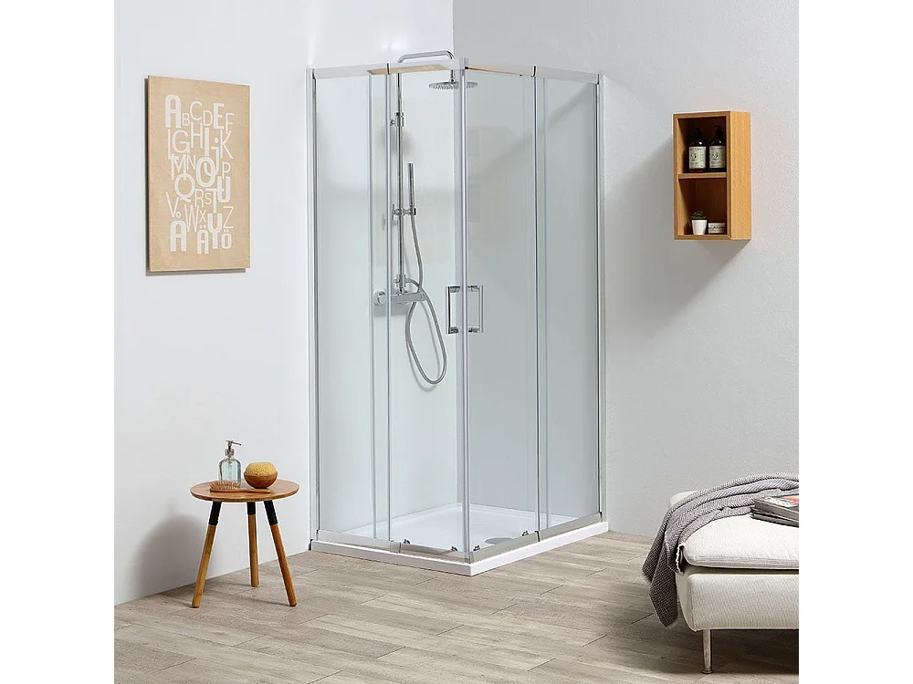 Douche D'angle Sur Mesure Avec Parois Extensibles De 80 À 90 Cm | Leo