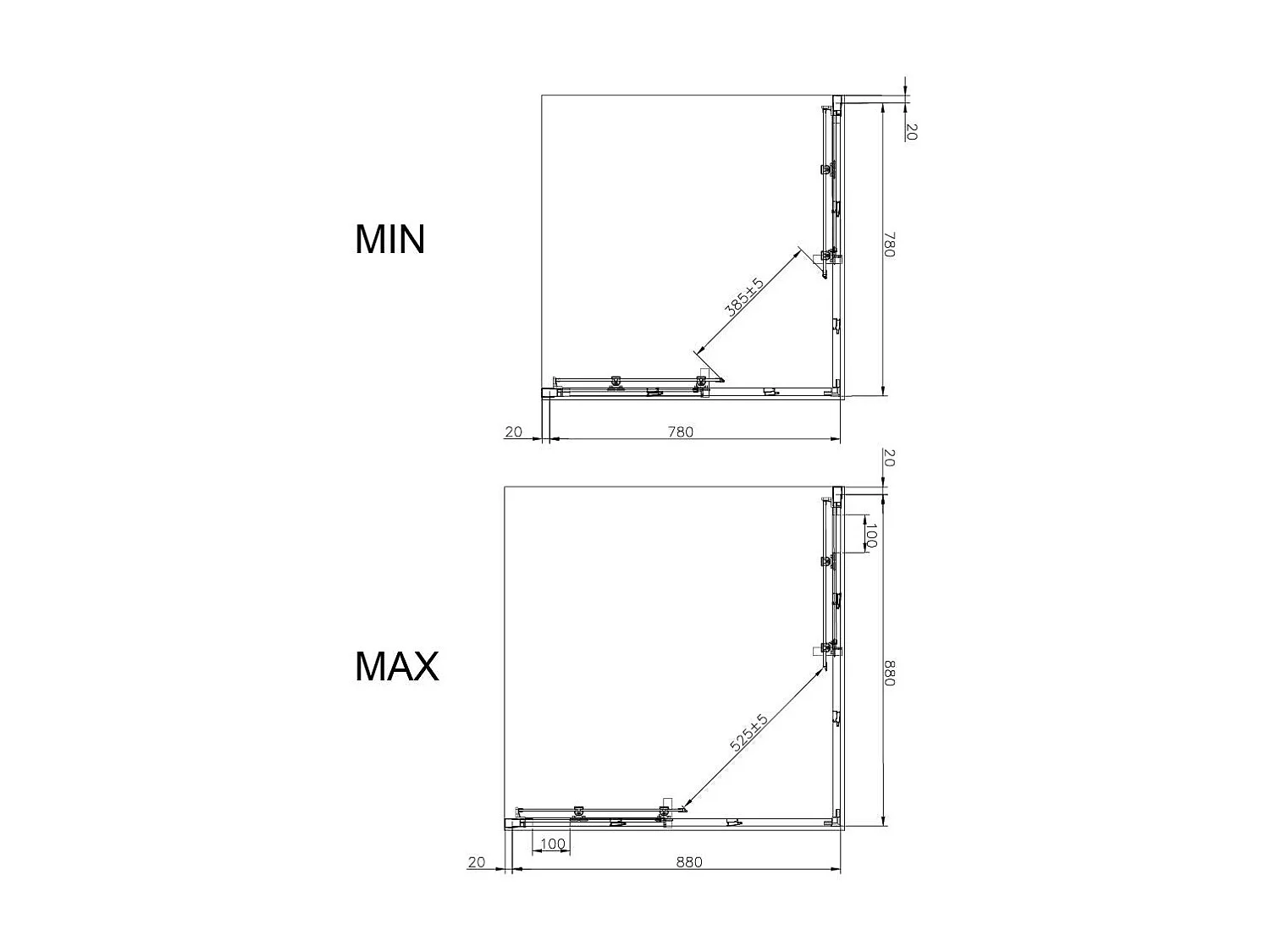 Douche D'angle Sur Mesure Avec Parois Extensibles De 80 À 90 Cm | Leo