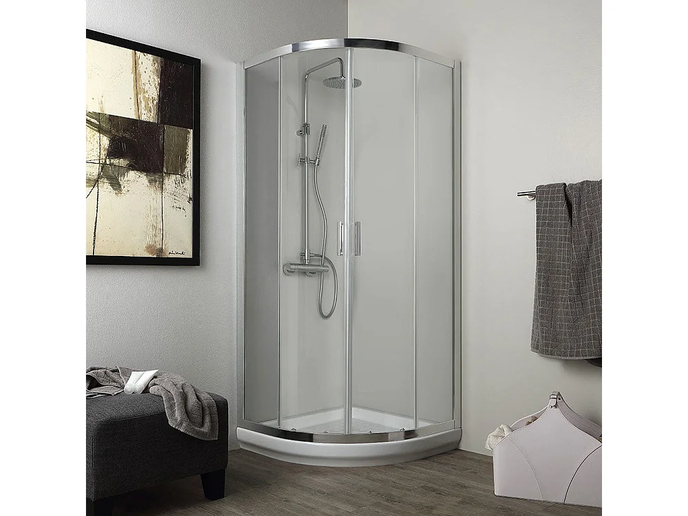 Cabine De Douche Semicercle 80X80 Cm Verre 4Mm Transparent Angulaire | Luna