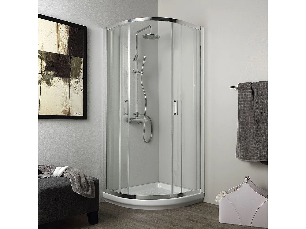 Cabine De Douche Semicercle 80X80 Cm Verre 4Mm Transparent Angulaire | Luna