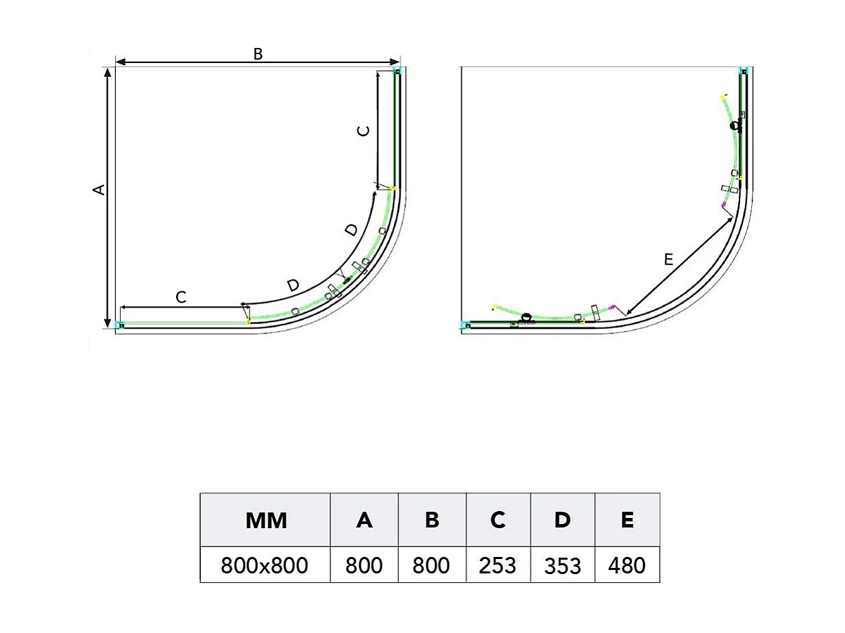 Cabine De Douche Semicercle 80X80 Cm Verre 4Mm Transparent Angulaire | Luna