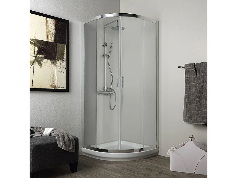 Cabine De Douche Semicercle 80X80 Cm Verre 4Mm Transparent Angulaire | Luna