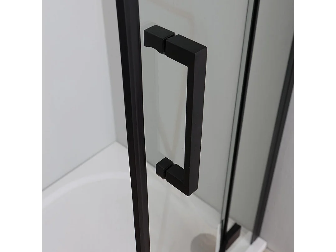 Cabine De Douche D'angle 80X80 Sans Profilés, Noir Mat, Verre 6Mm | London