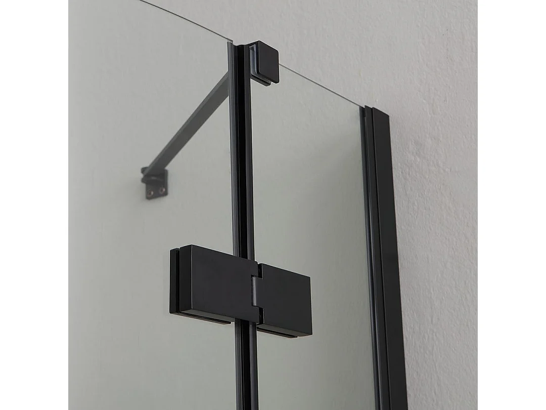 Cabine De Douche D'angle 80X80 Sans Profilés, Noir Mat, Verre 6Mm | London