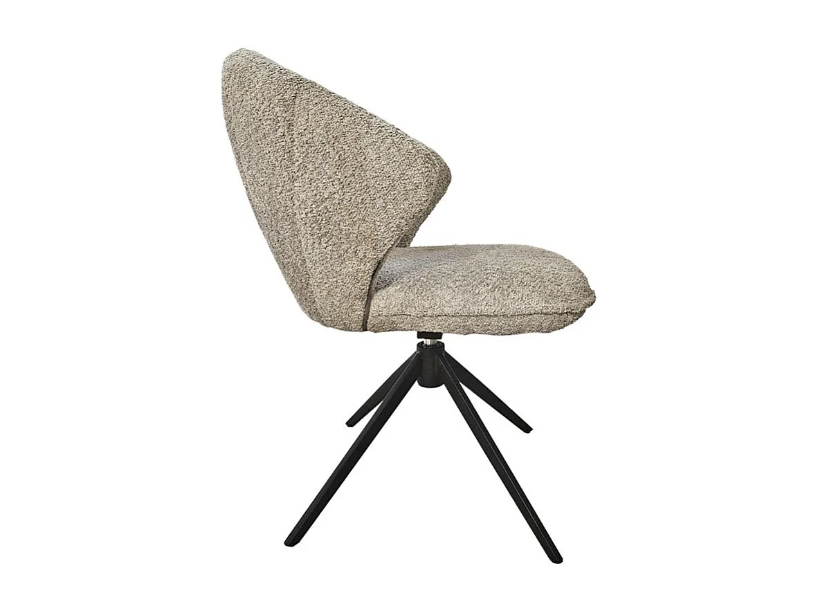 Lot 2 chaises coquillage rotatives 180° tissu bouclette taupe - TISSAIA