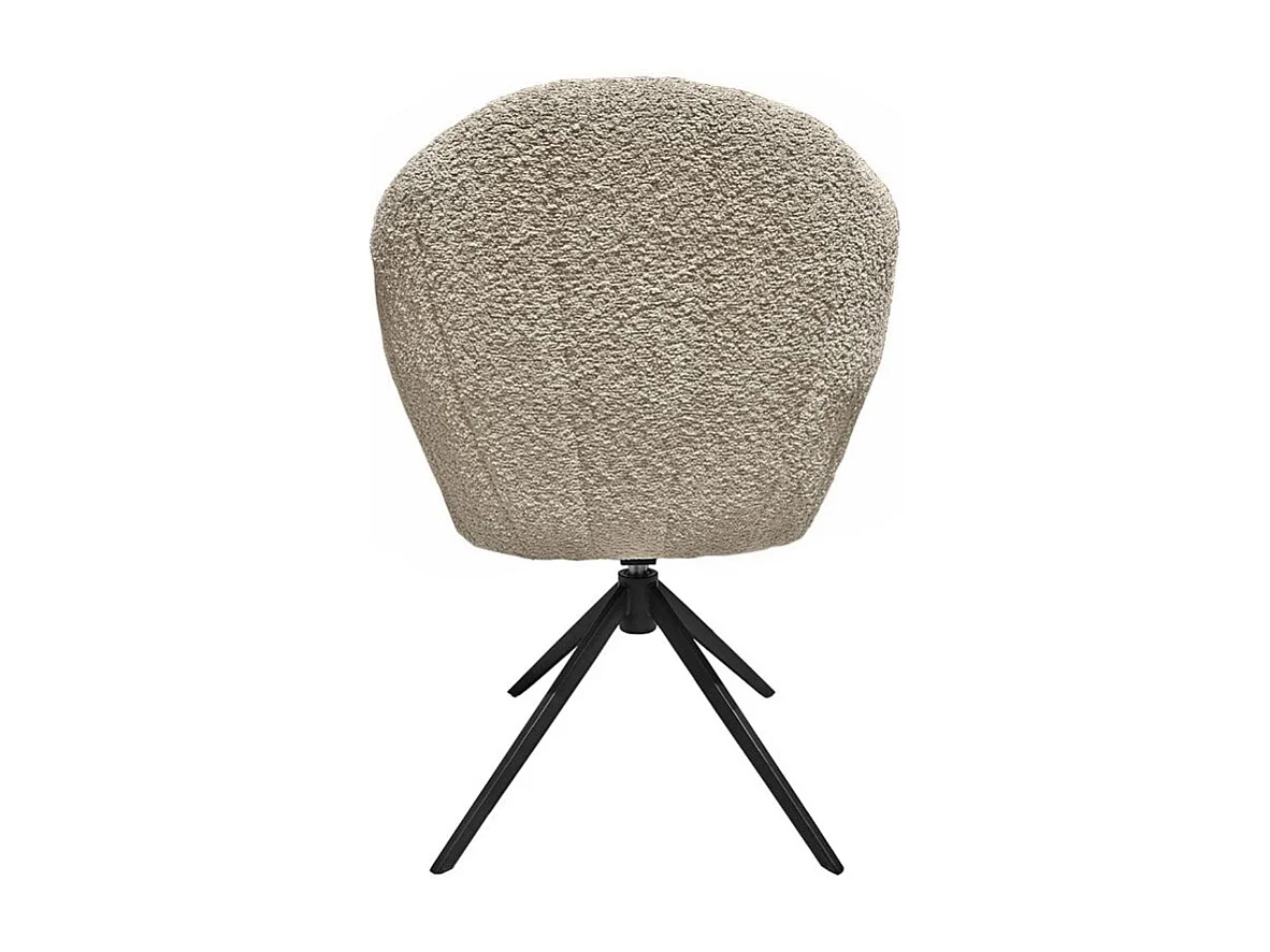 Lot 2 chaises coquillage rotatives 180° tissu bouclette taupe - TISSAIA