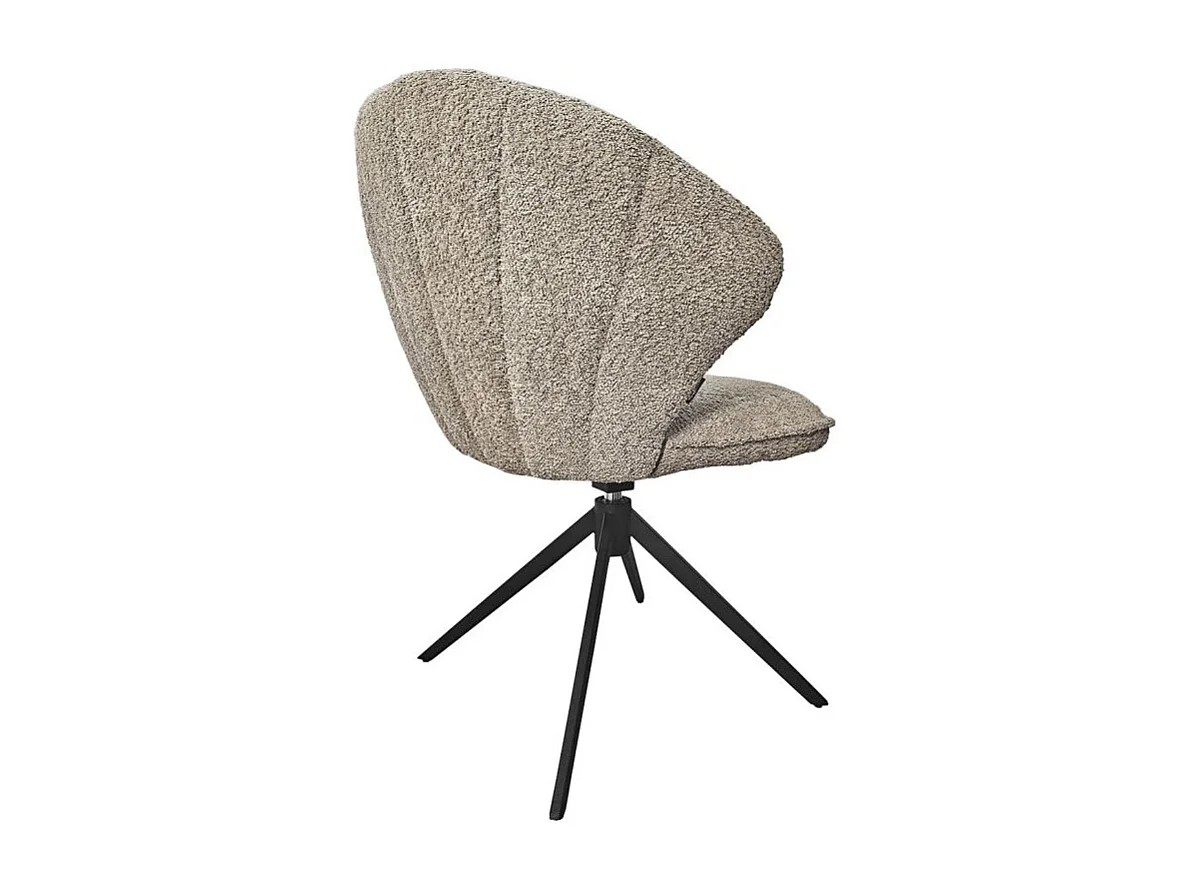 Lot 2 chaises coquillage rotatives 180° tissu bouclette taupe - TISSAIA