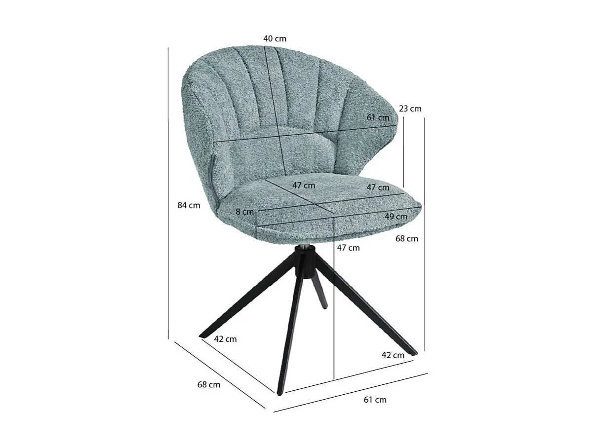 Lot 2 chaises coquillage rotatives 180° tissu bouclette bleu - TISSAIA