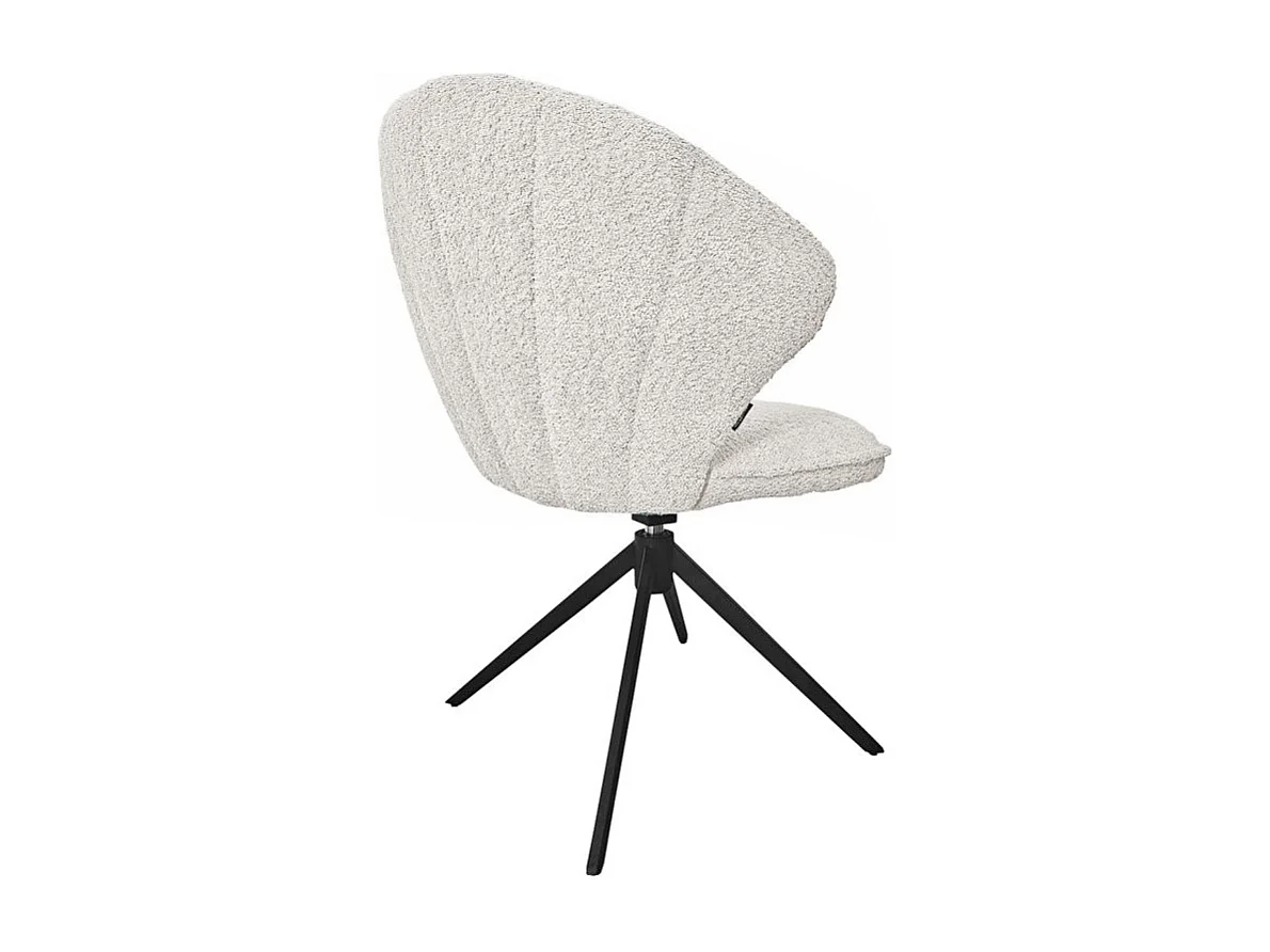 Lot 2 chaises coquillage rotatives 180° tissu bouclette écru - TISSAIA