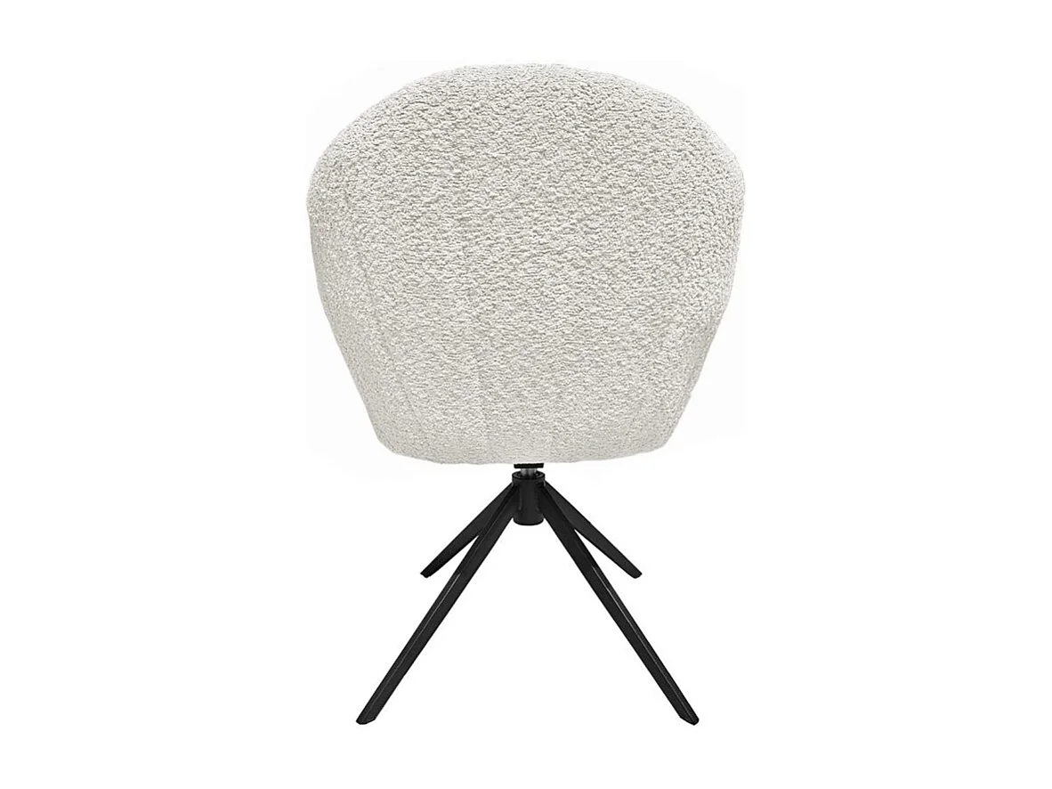 Lot 2 chaises coquillage rotatives 180° tissu bouclette écru - TISSAIA