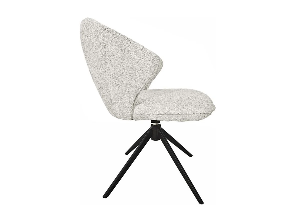 Lot 2 chaises coquillage rotatives 180° tissu bouclette écru - TISSAIA