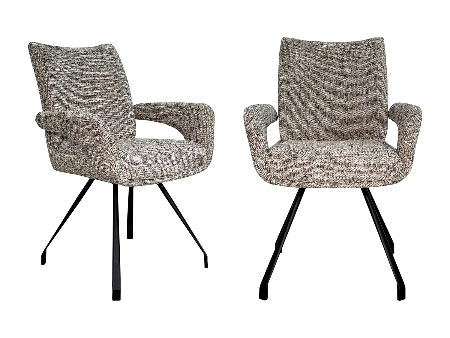 Chaise tissu taupe chiné accoudoirs larges (lot de 2) LIGURIE