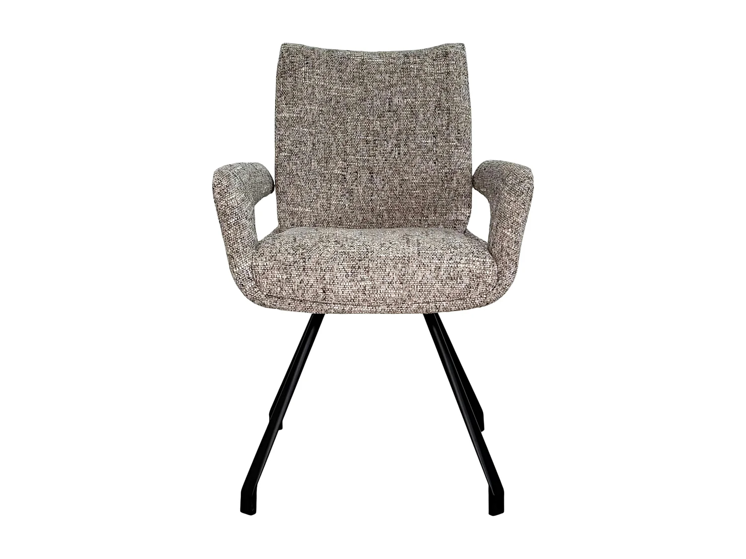 Chaise tissu taupe chiné accoudoirs larges (lot de 2) LIGURIE