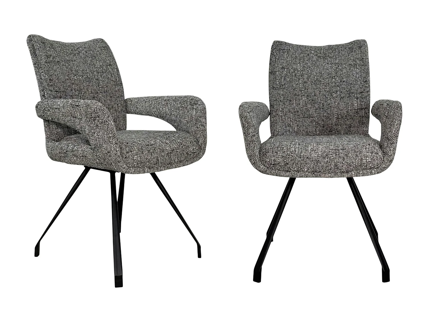 Chaise tissu gris chiné accoudoirs larges (lot de 2) LIGURIE