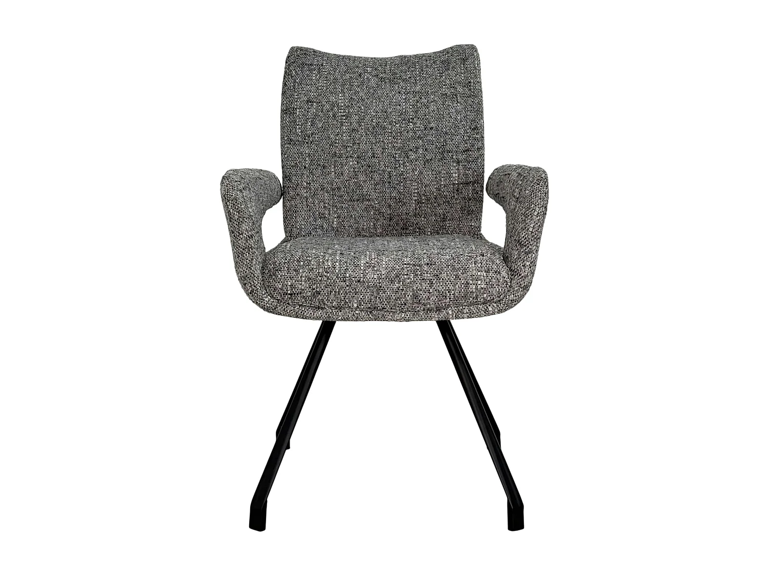 Chaise tissu gris chiné accoudoirs larges (lot de 2) LIGURIE