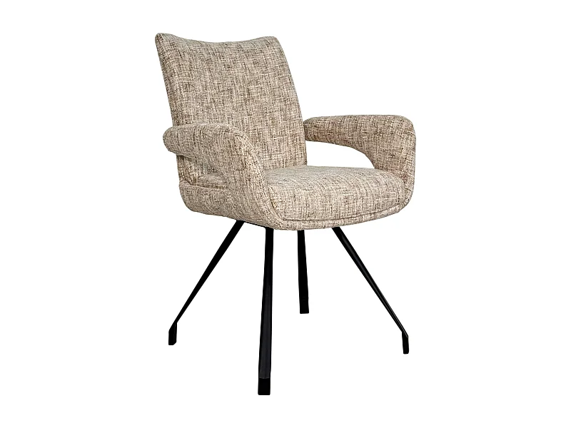 Chaises tissu beige chiné accoudoirs larges (lot de 2) LIGURIE