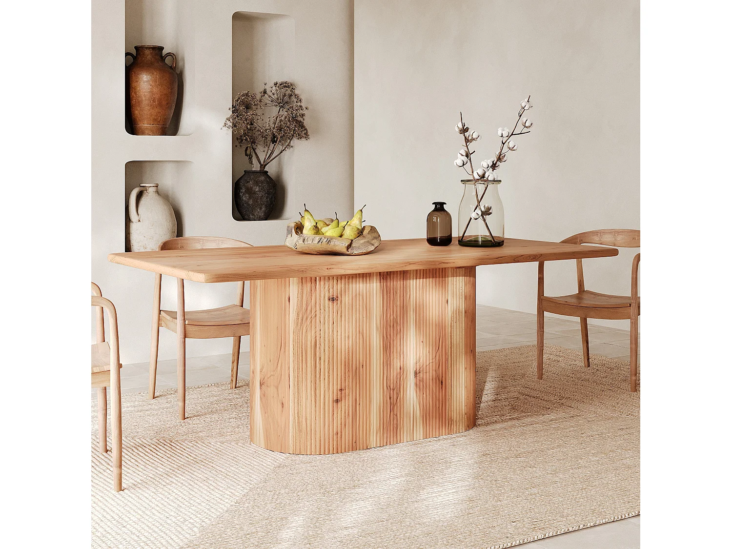 Table rectangulaire en bois massif d'acacia 6 places - June