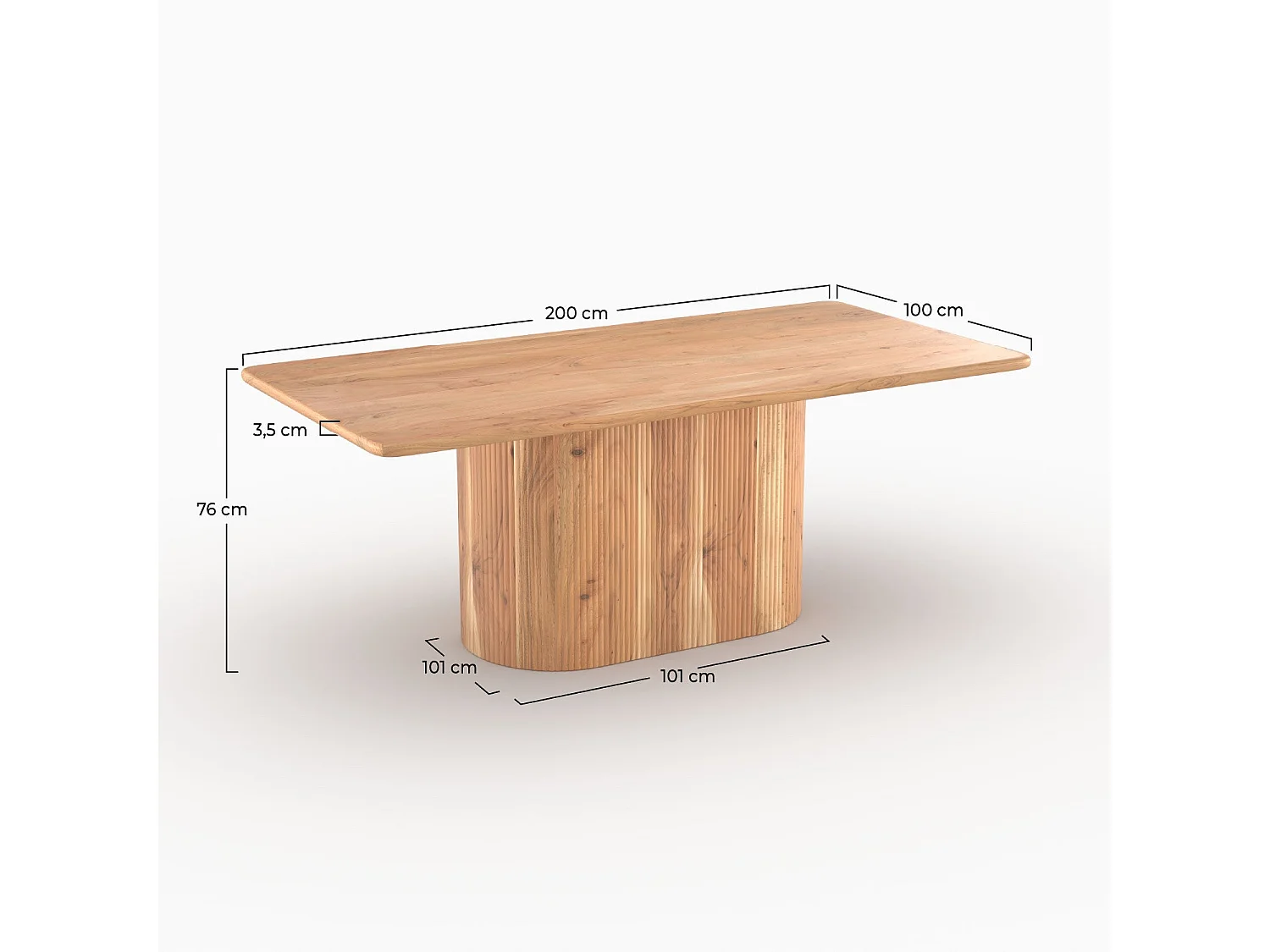 Table rectangulaire en bois massif d'acacia 6 places - June
