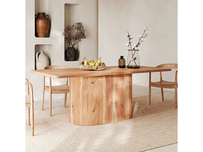 Table rectangulaire en bois massif d'acacia 6 places - June