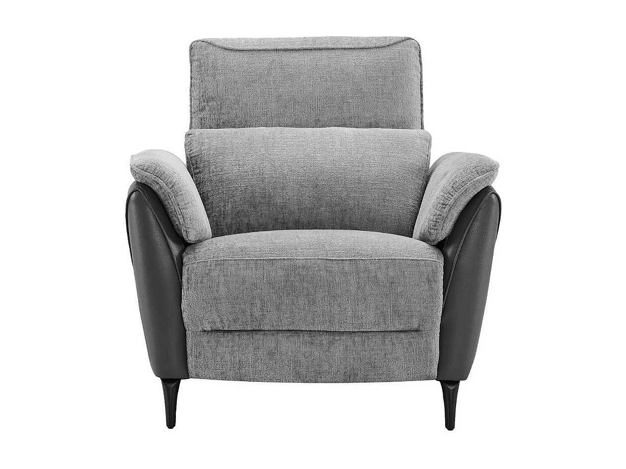 Fauteuil relax électrique bi-matière tissu chenillé et PVC gris - CELESTE