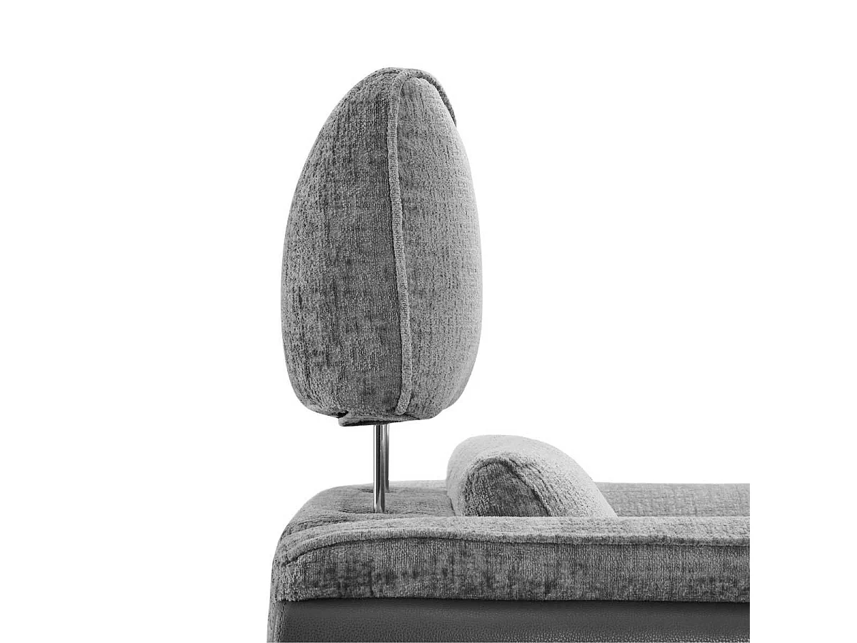 Fauteuil relax électrique bi-matière tissu chenillé et PVC gris - CELESTE