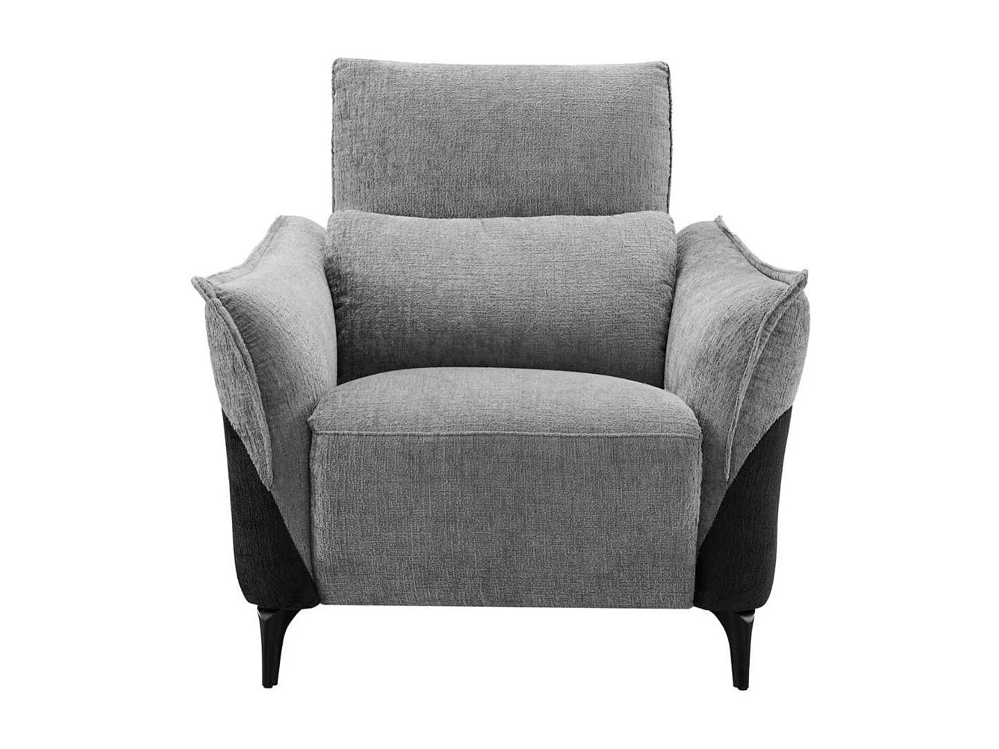 Fauteuil relax électrique tissu chenillé bicolore gris et gris carbone - AKENIA