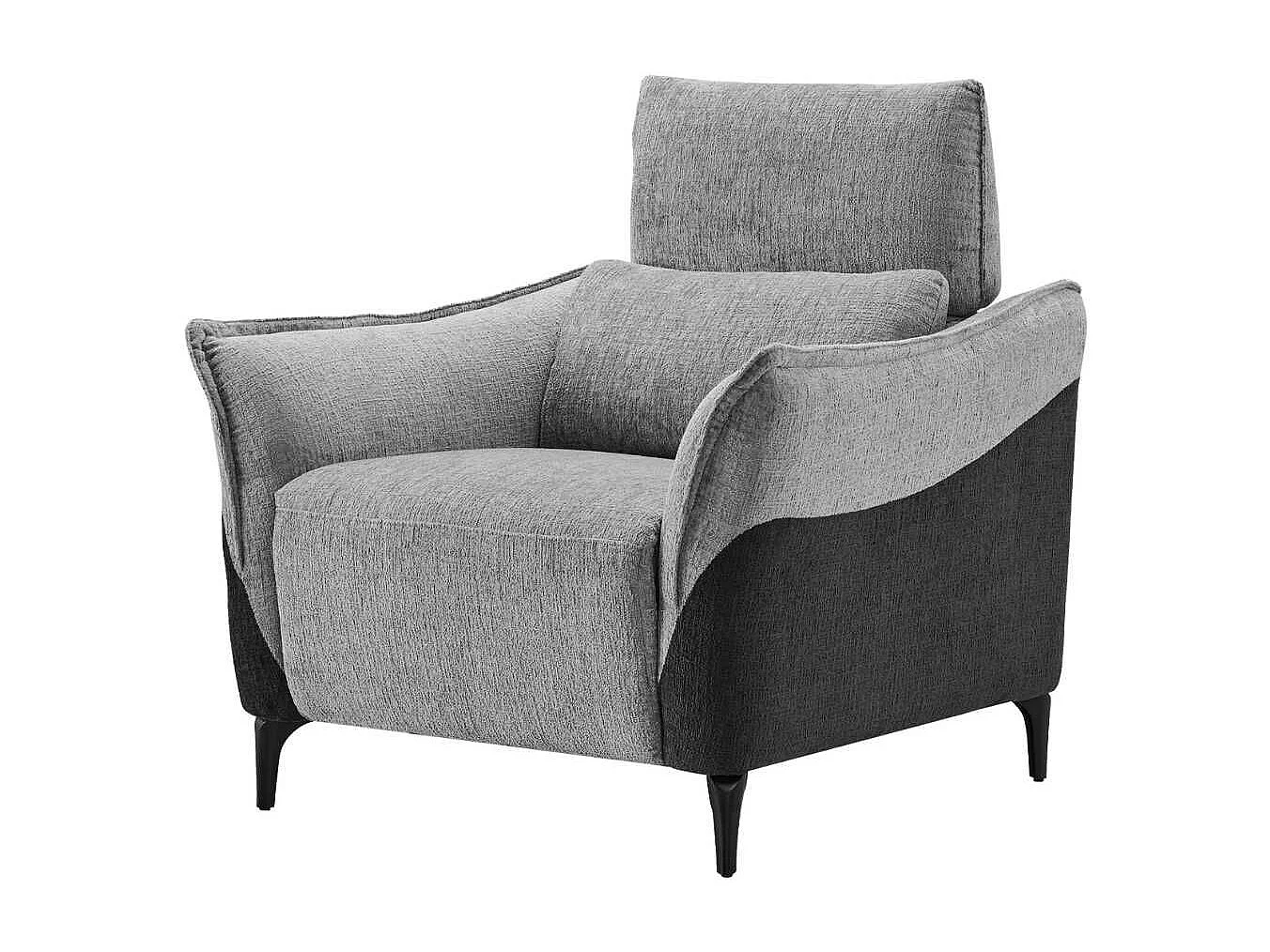 Fauteuil relax électrique tissu chenillé bicolore gris et gris carbone - AKENIA