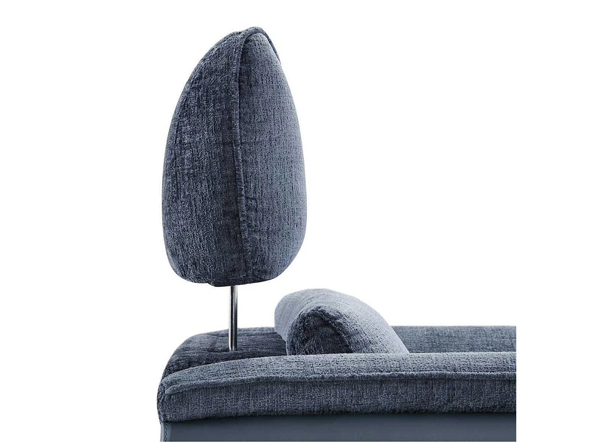 Fauteuil relax électrique bi-matière tissu chenillé et PVC bleu - CELESTE