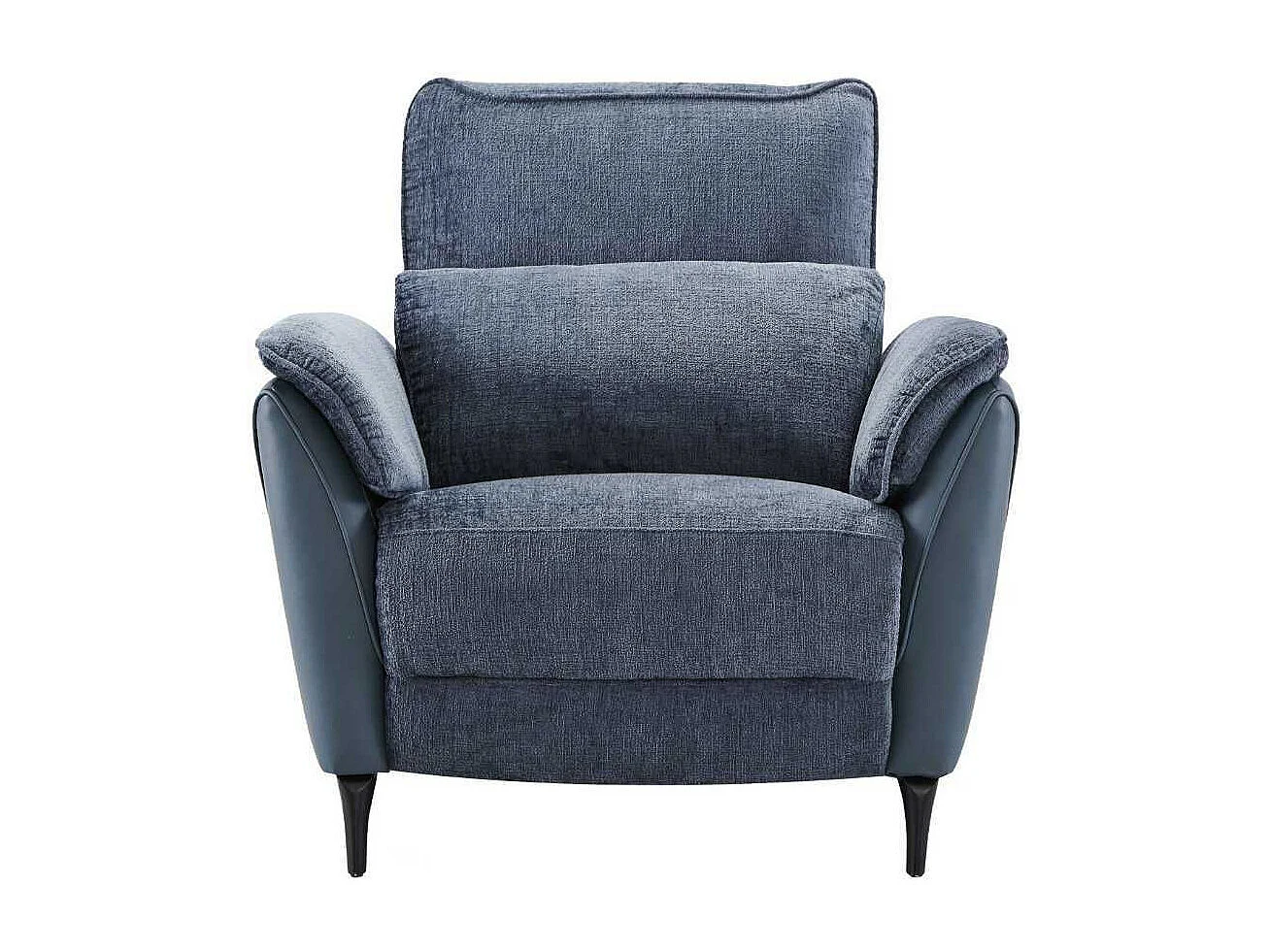 Fauteuil relax électrique bi-matière tissu chenillé et PVC bleu - CELESTE