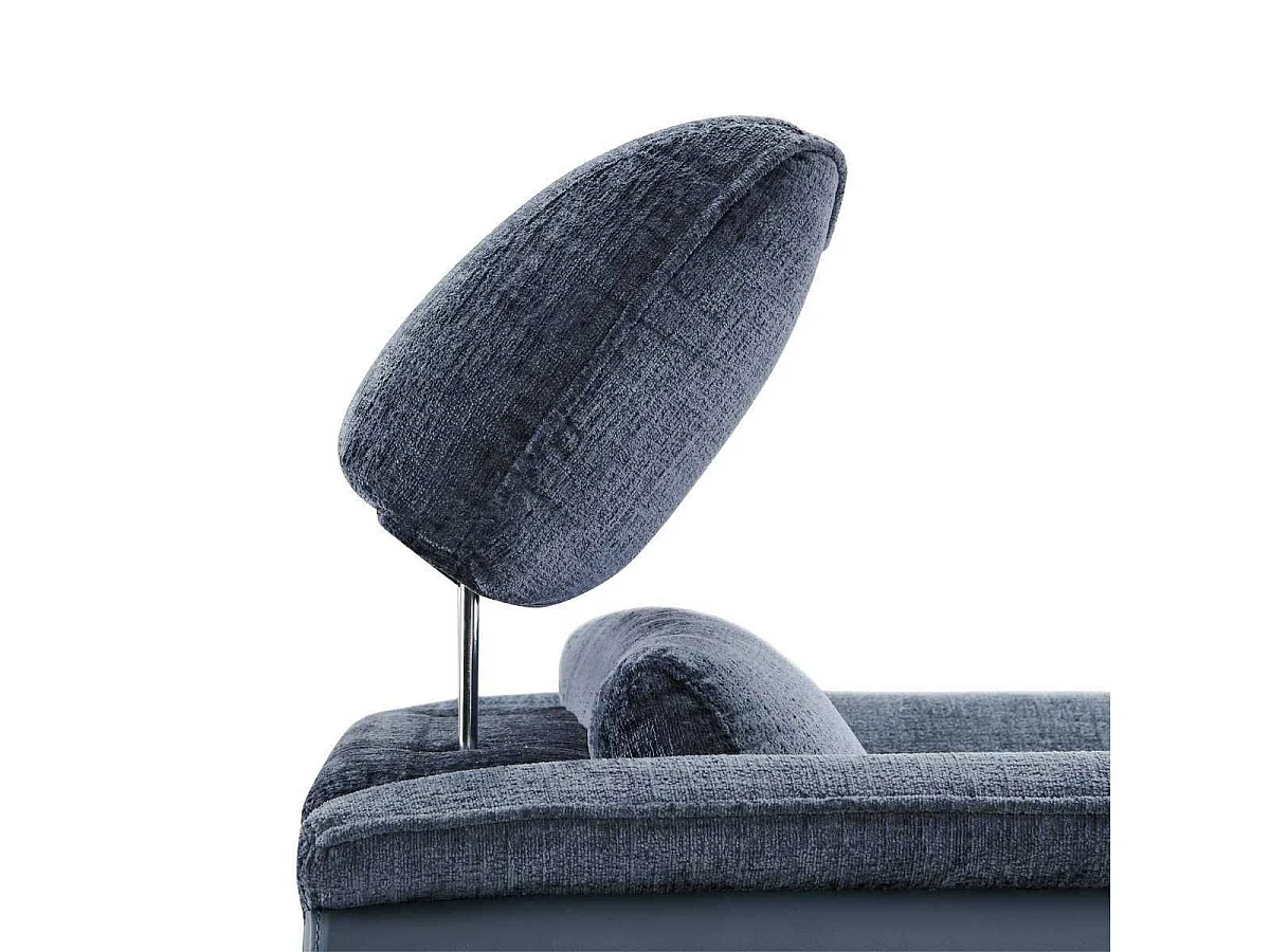 Fauteuil relax électrique bi-matière tissu chenillé et PVC bleu - CELESTE