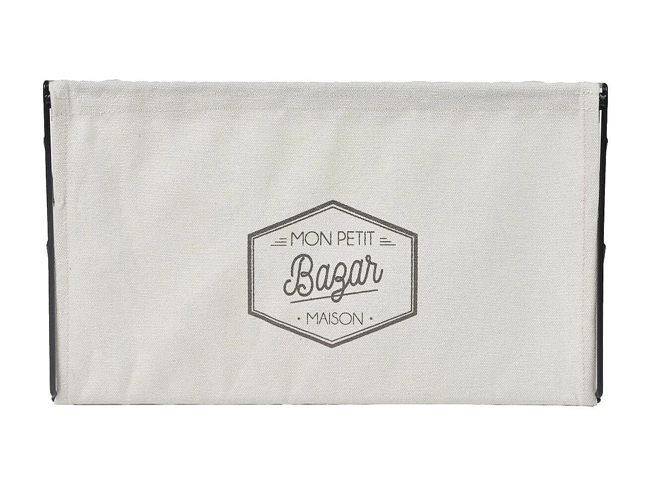 Bac de Rangement Pliable en Métal Noir et Tissu Blanc 38x28cm - LOUANE