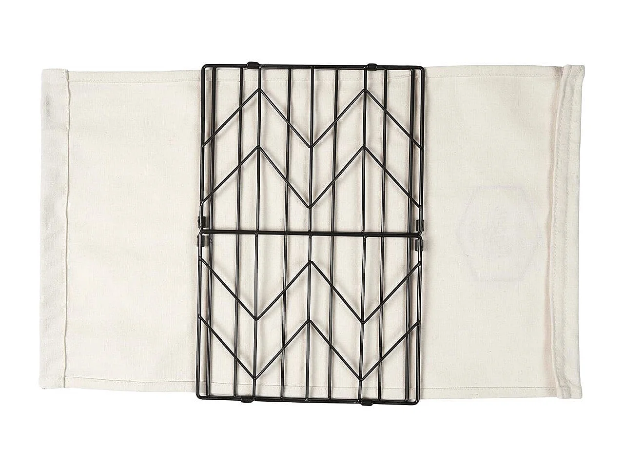 Bac de Rangement Pliable en Métal Noir et Tissu Blanc 38x28cm - LOUANE