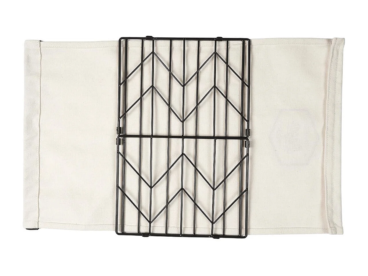 Bac de Rangement Pliable en Métal Noir et Tissu Blanc 35x23cm - LOUANE