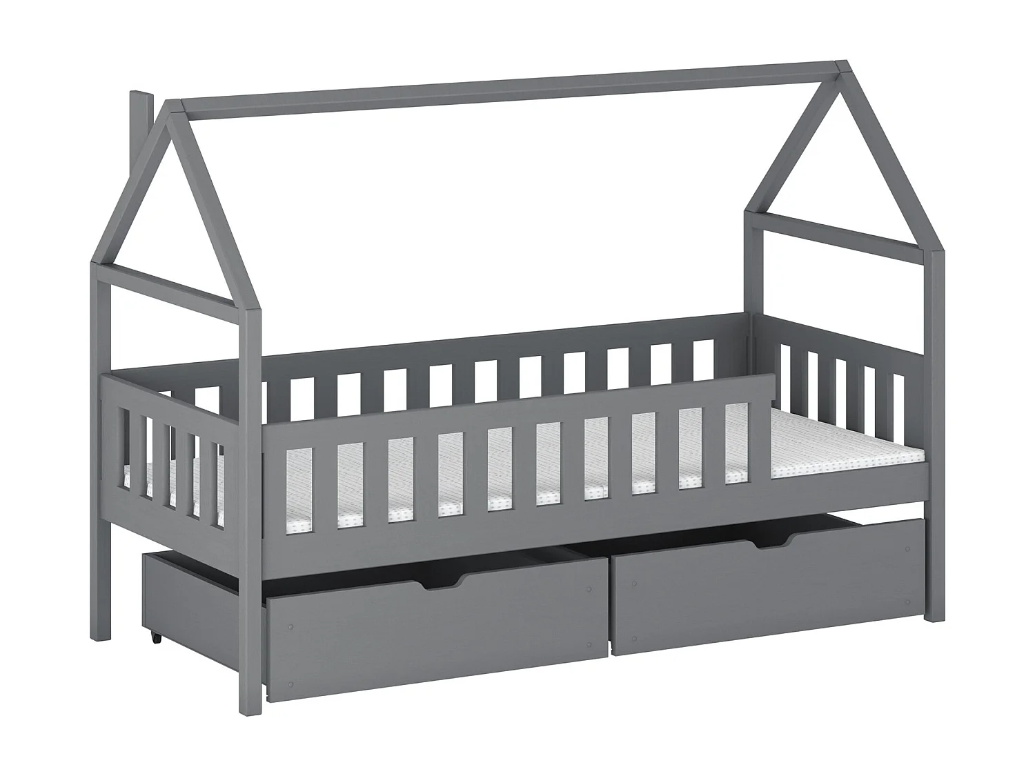 Lit Vista 116, Unique, Gris, 80x180, Bois, Disponible, 86x188x133cm