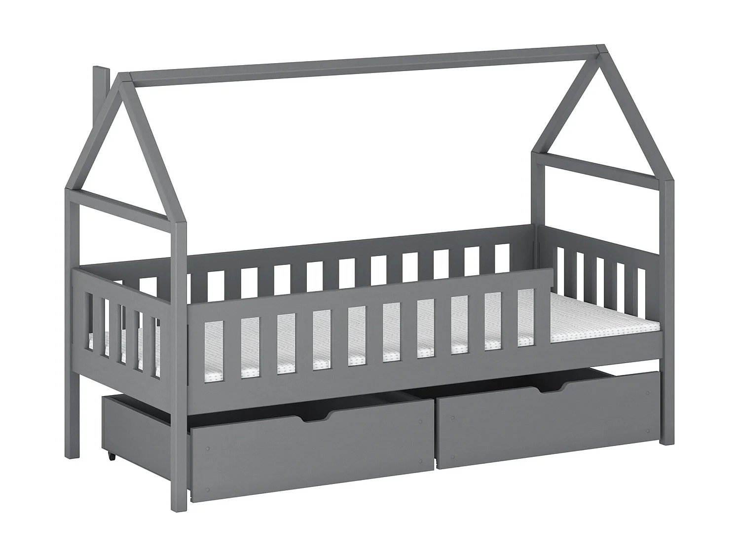 Lit Vista 116, Unique, Gris, 80x200, Bois, Disponible, 86x208x133cm