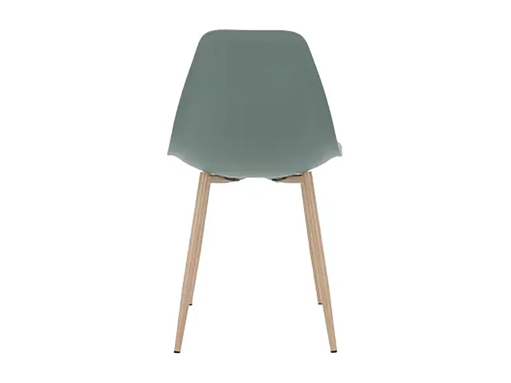 Chaise PP vert pieds métal effet bois