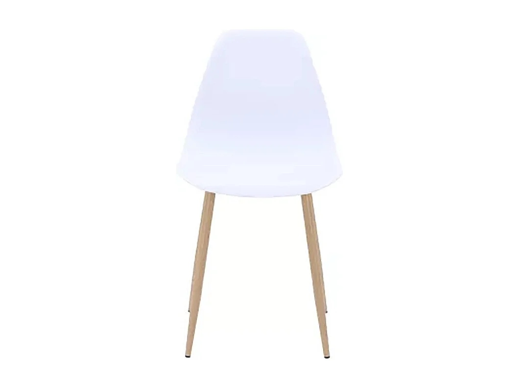 Chaise PP blanc pieds métal effet bois