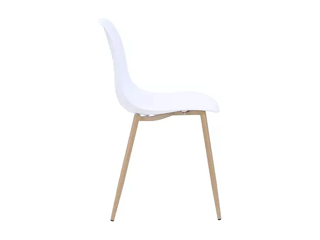 Chaise PP blanc pieds métal effet bois