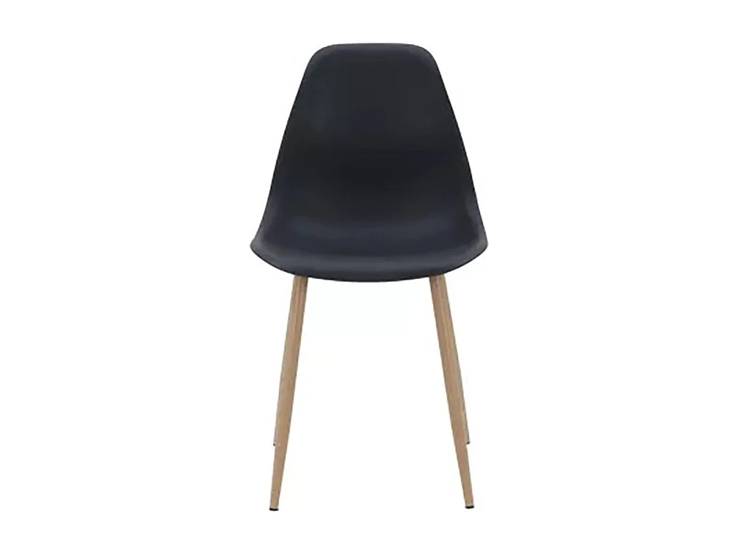 Chaise PP noir pieds métal effet bois