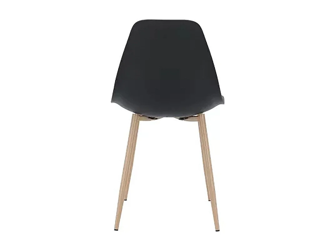 Chaise PP noir pieds métal effet bois
