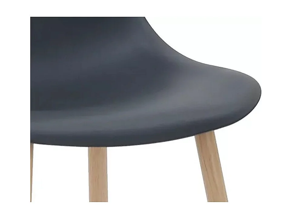 Chaise PP noir pieds métal effet bois
