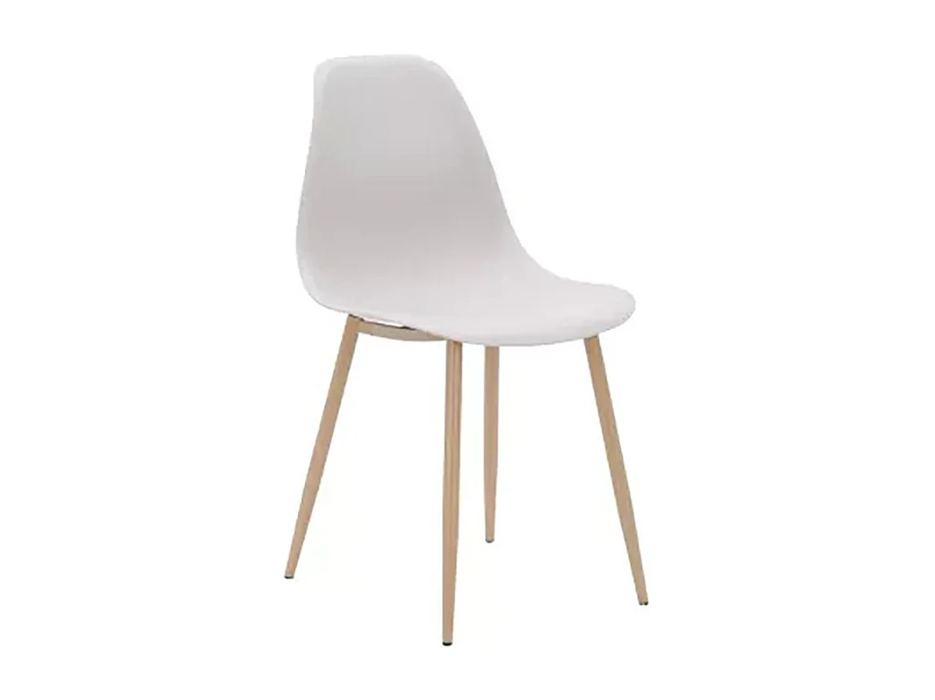Chaise PP taupe pieds métal effet bois