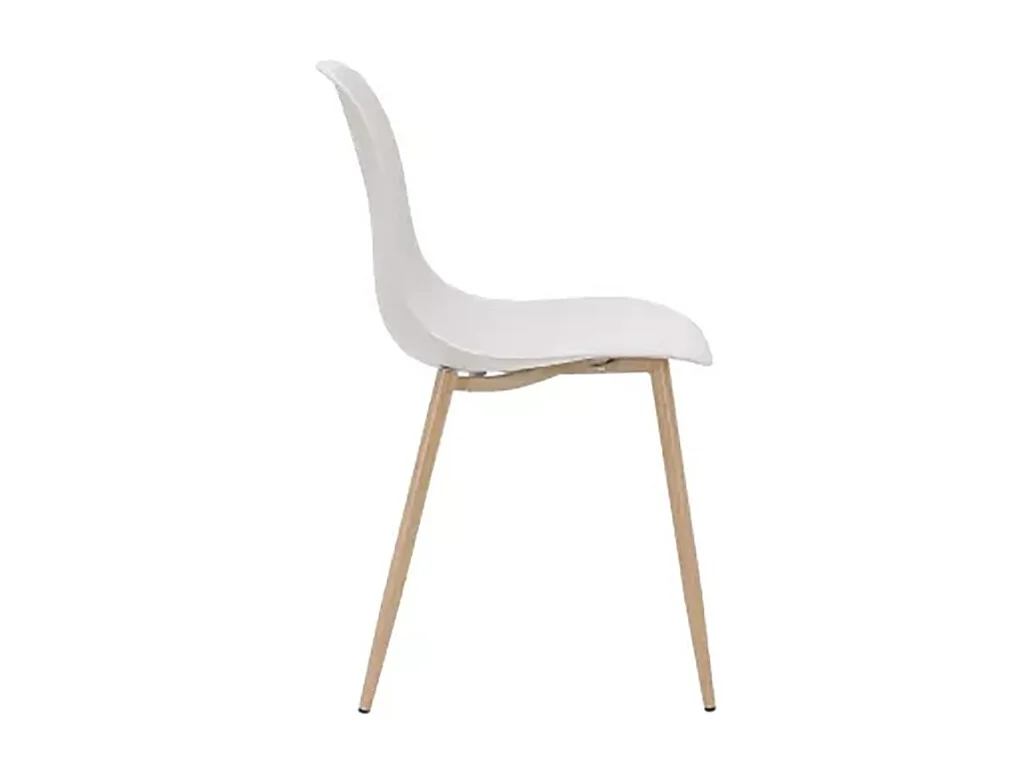 Chaise PP taupe pieds métal effet bois