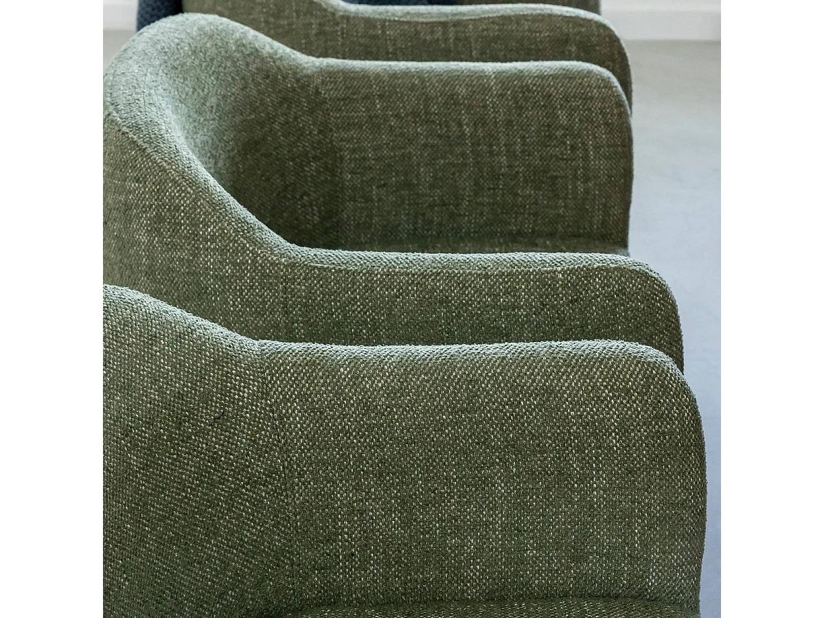 Silla de tela verde y patas de madera Solène (lote de 2)