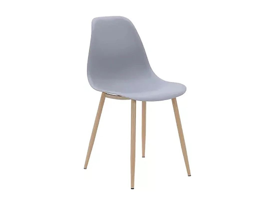 Chaise PP gris pieds métal effet bois
