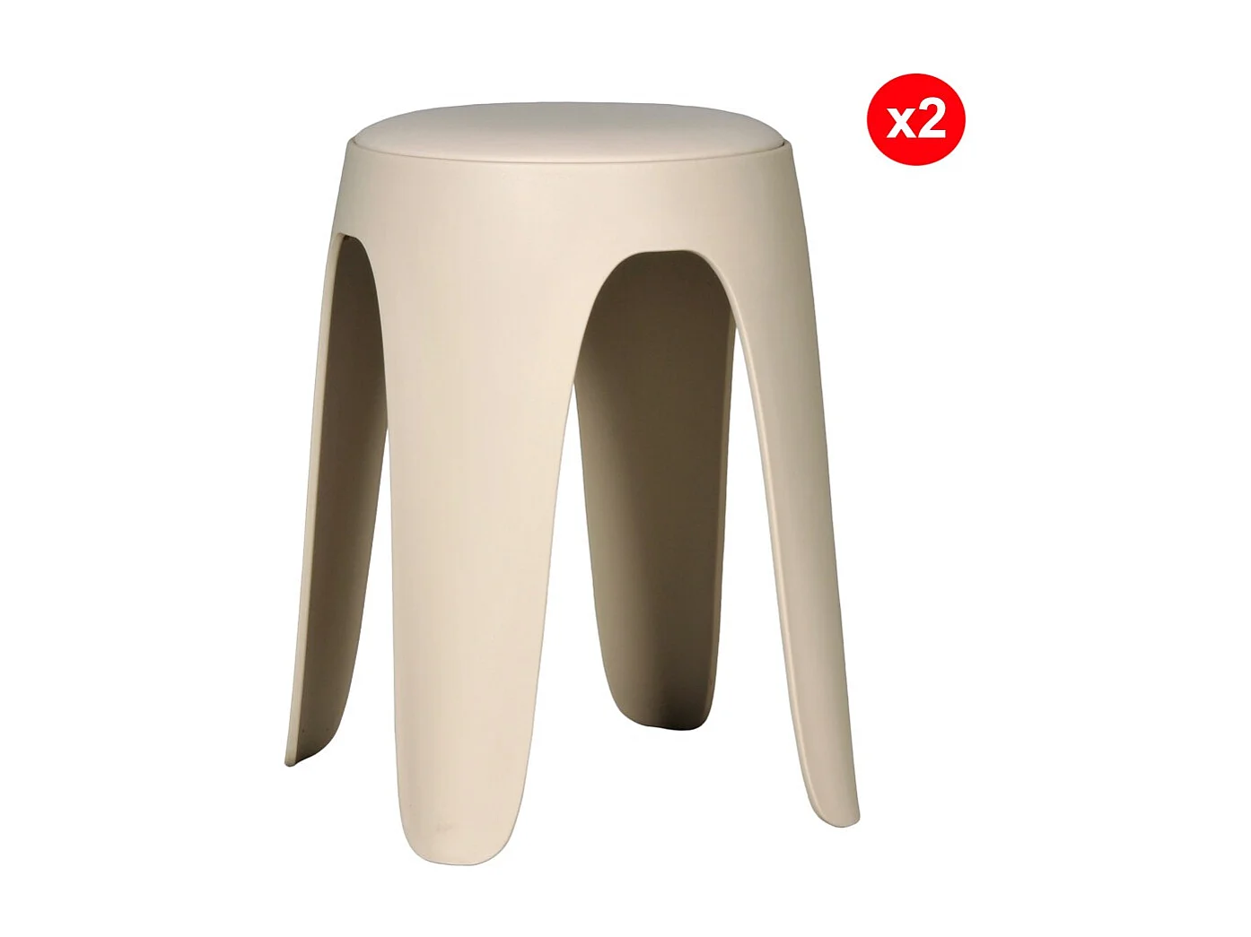 Lot de 2 tabourets empilables TOM / Beige